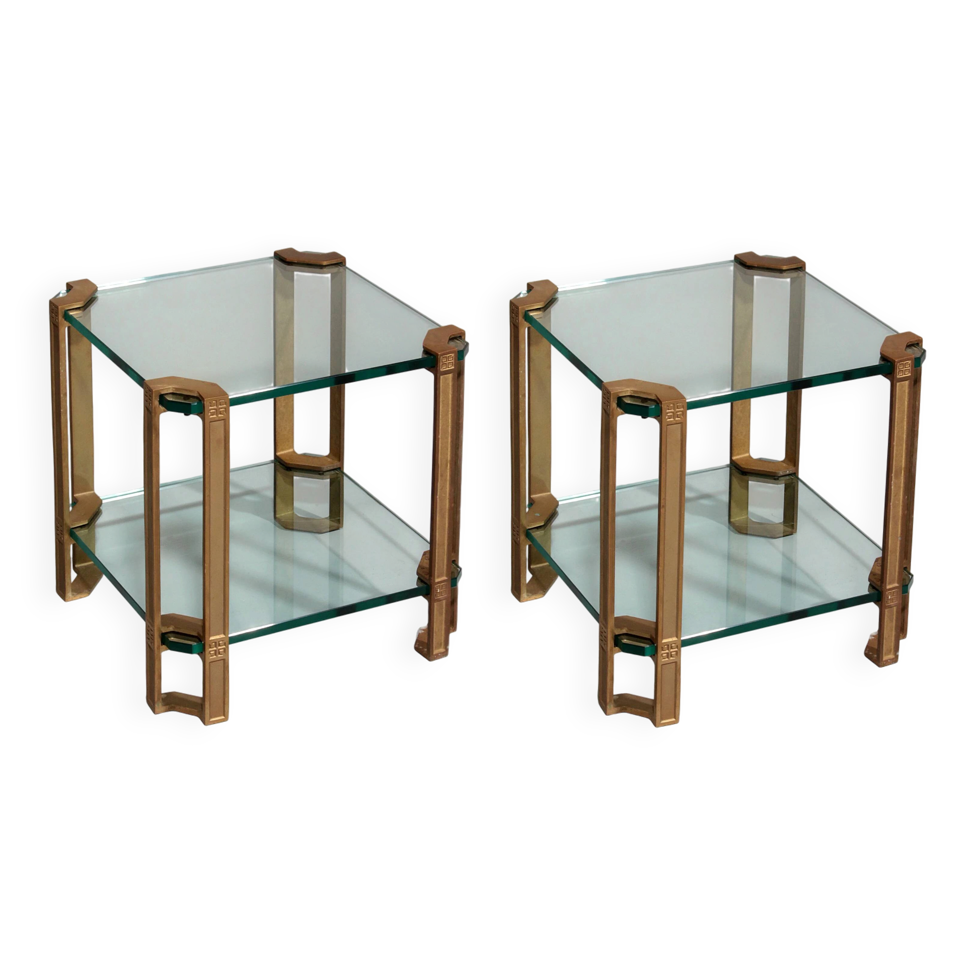 Peter Ghyczy side or coffee tables T24 double glass 70s design 45x45x45