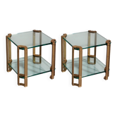 Peter Ghyczy side or coffee tables T24 double glass 70s design 45x45x45