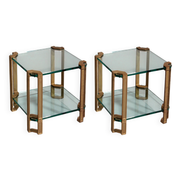 Tables d'appoint ou tables à café Peter Ghyczy T24 en verre double design des années 70 45x45x45.