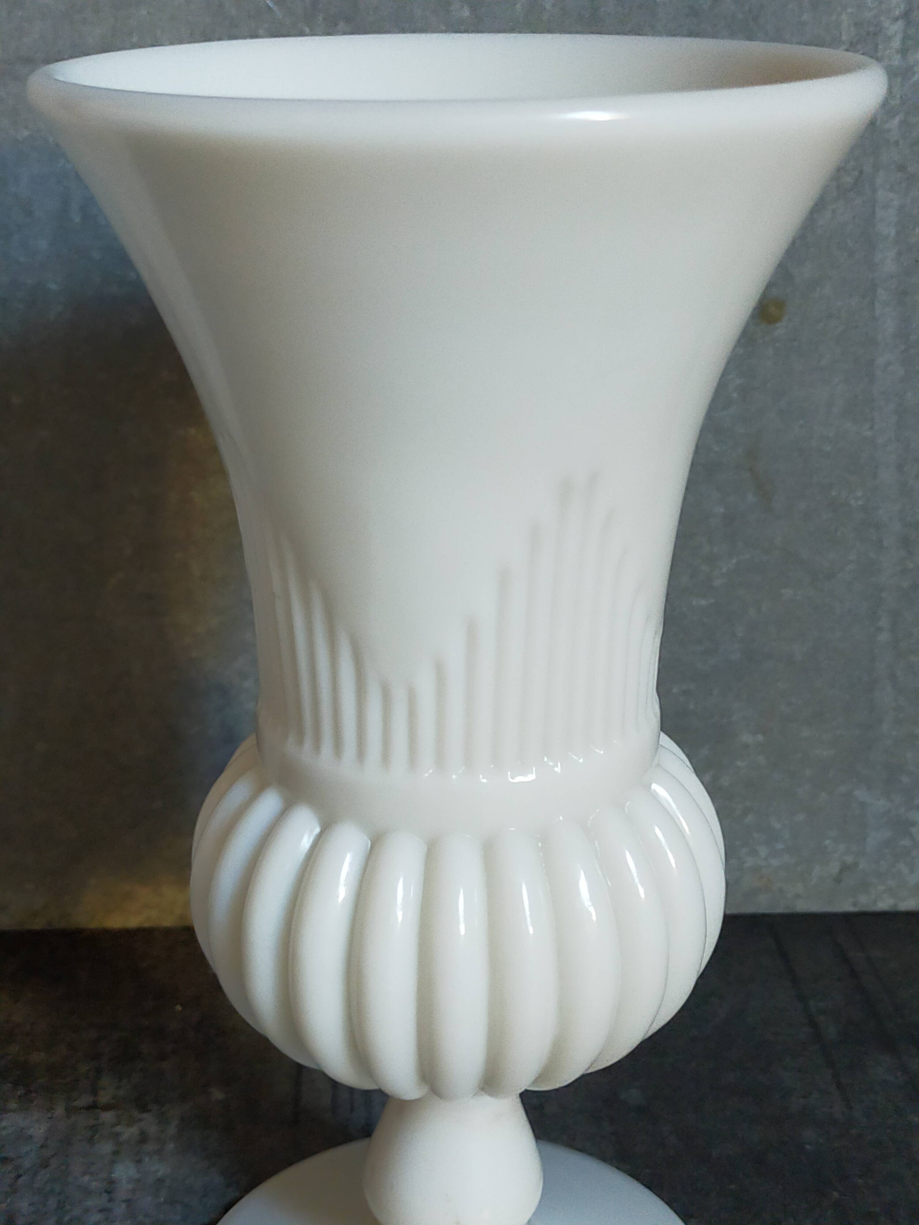 Antique milk glass baluster vase early 20th century
