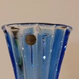 large blue crystal vase from cristal d'arques