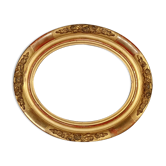 Cadre ovale XIXe siècle bois stuc doré et verre 36x31 feuillure 28x23 cm