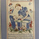 3 illustrations anciennes de puériculture encadrées