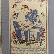 3 illustrations anciennes de puériculture encadrées