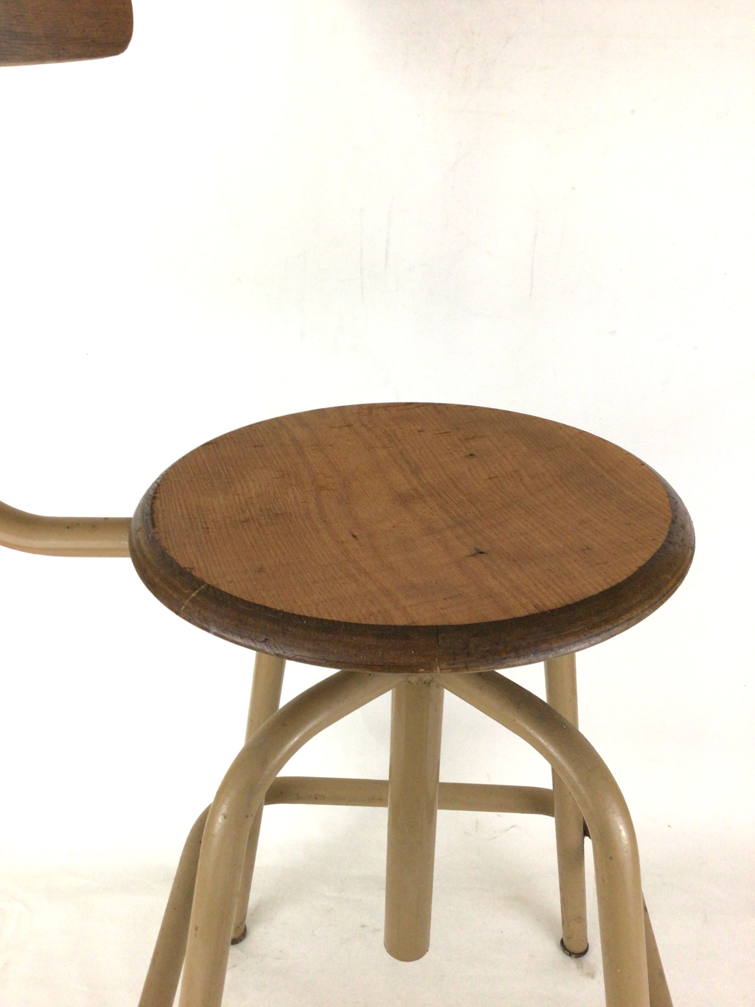 Industrial chair with metal and wood screws