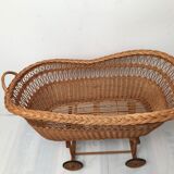 Vintage wicker cradle with 50-60s wheels