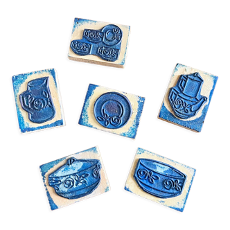 Box of six school stamps