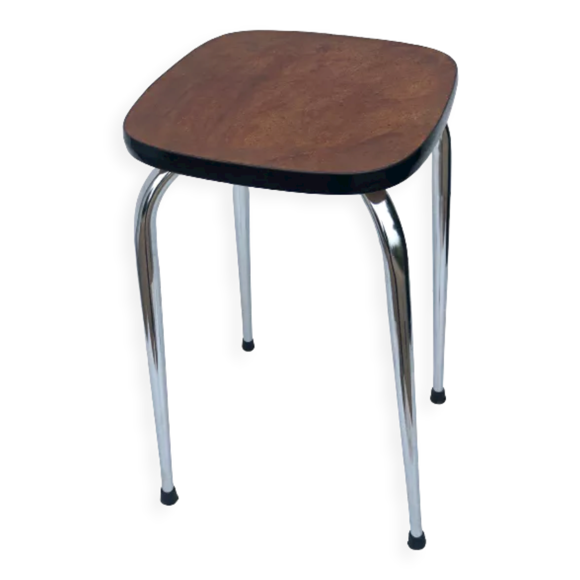 Vintage wood and chrome stool