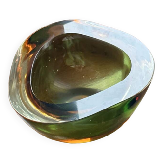 Murano Sommerso green & brown art glass