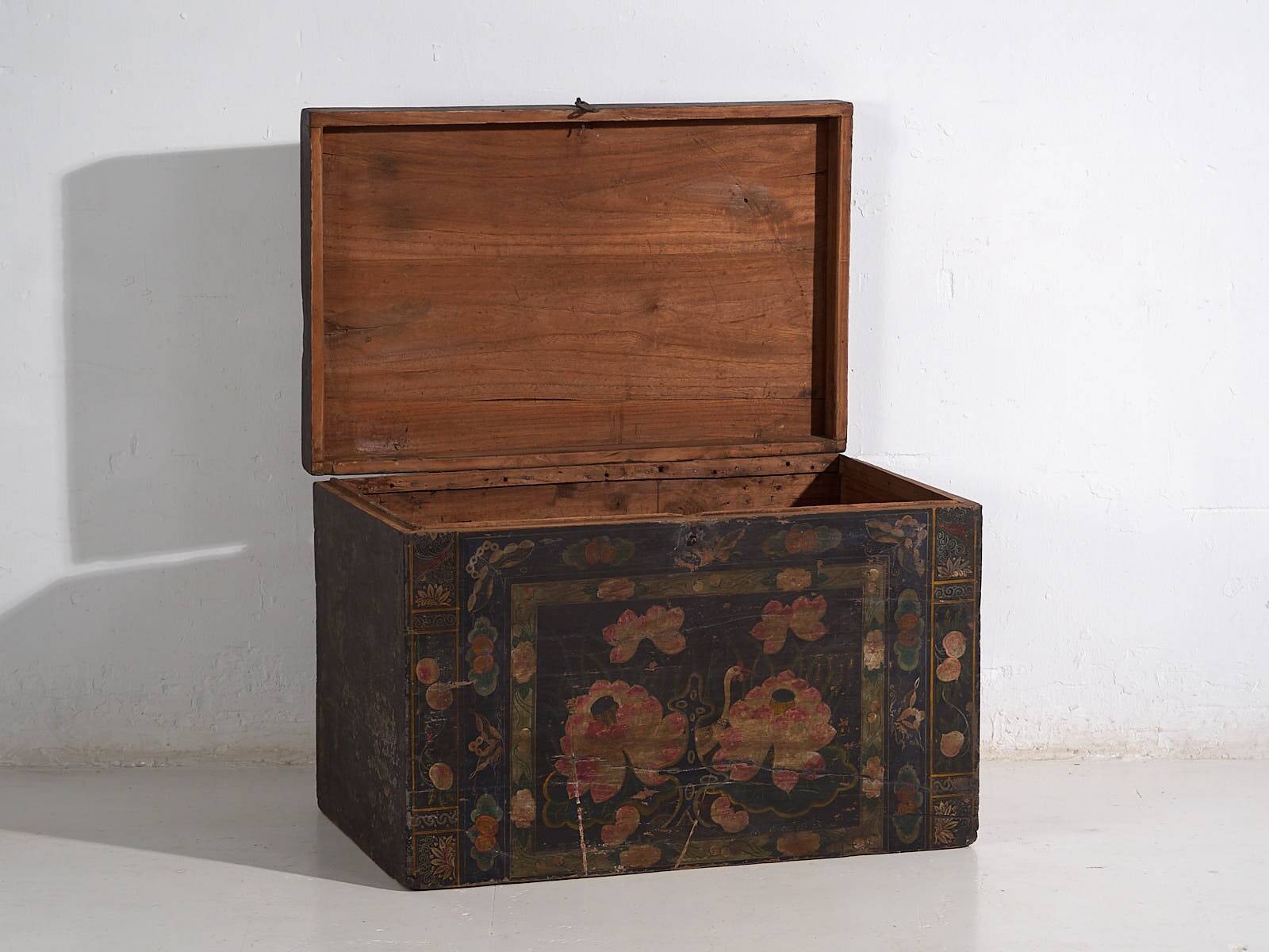 Antique opera chest with lotus flowers, China, circa 1900
