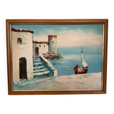 Seascape painting in oil on panel