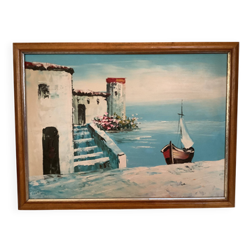 Seascape painting in oil on panel
