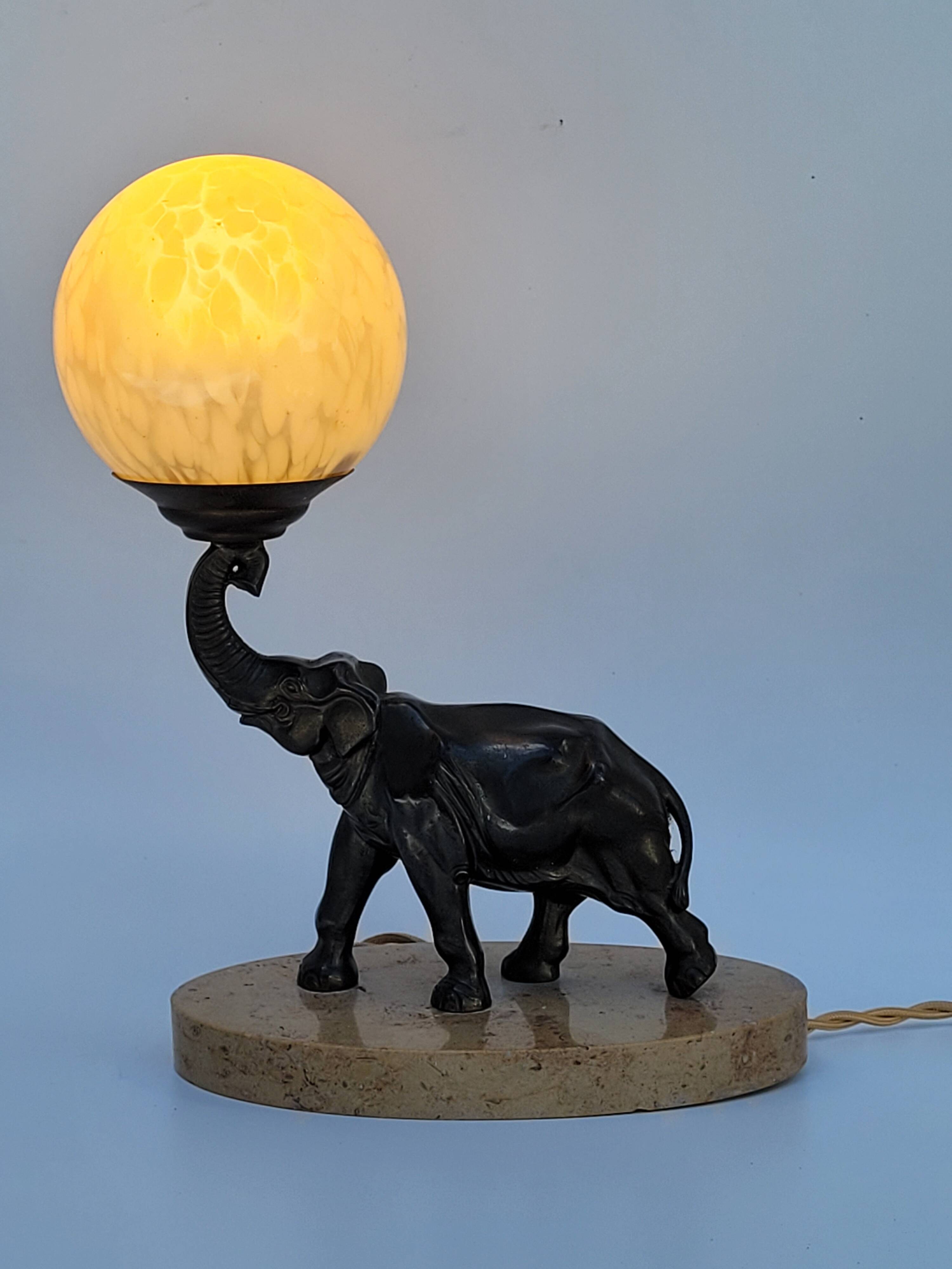 Old art deco elephant night light bedside lamp