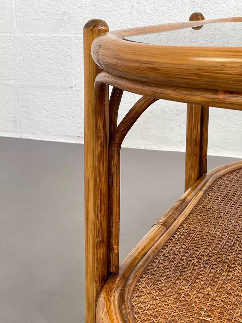 Vintage roasttan coffee table and glass top