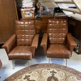 Set sofa daybed and armchair skaï vintage year 50