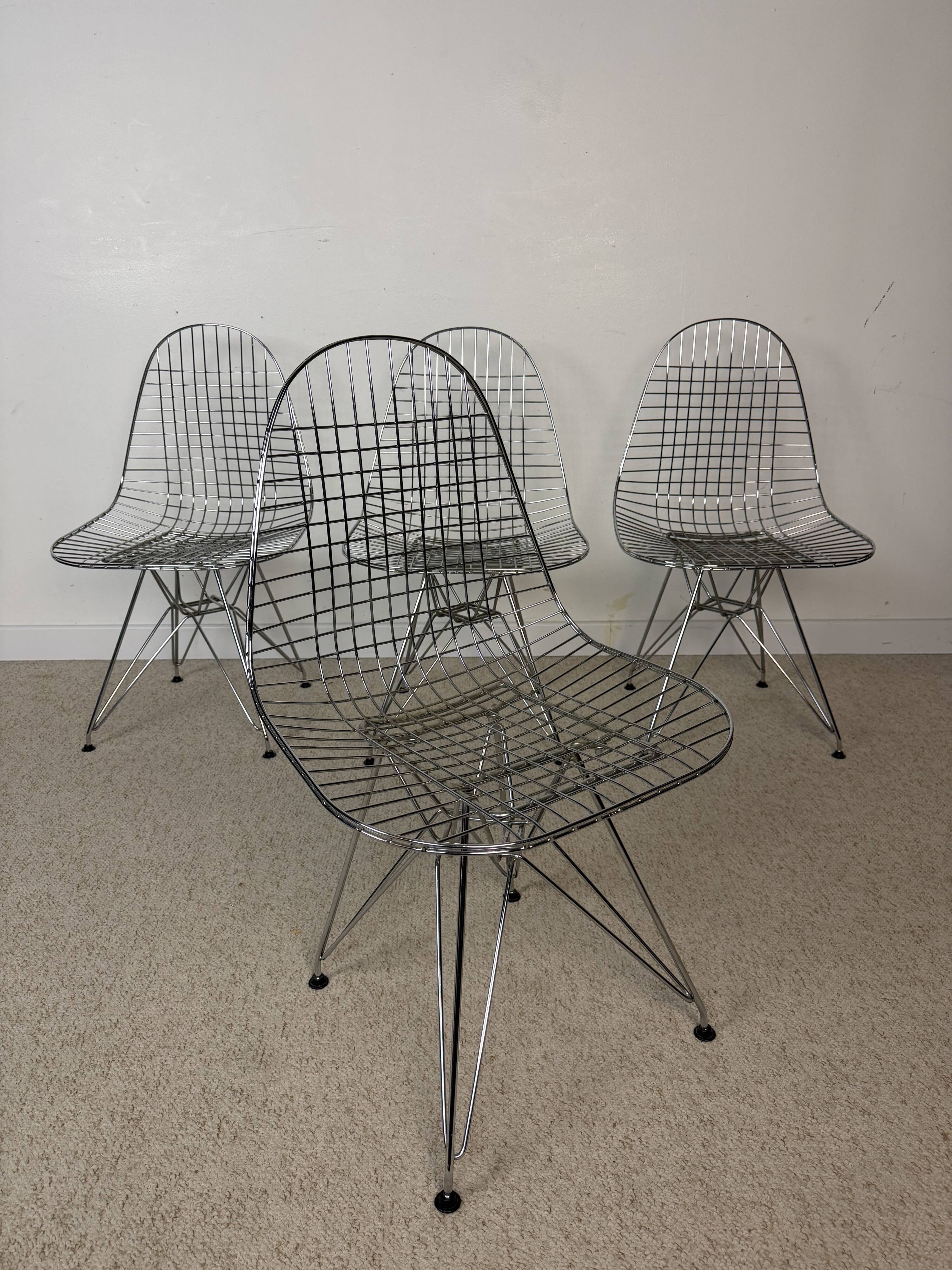 Vintage chrome wire chairs