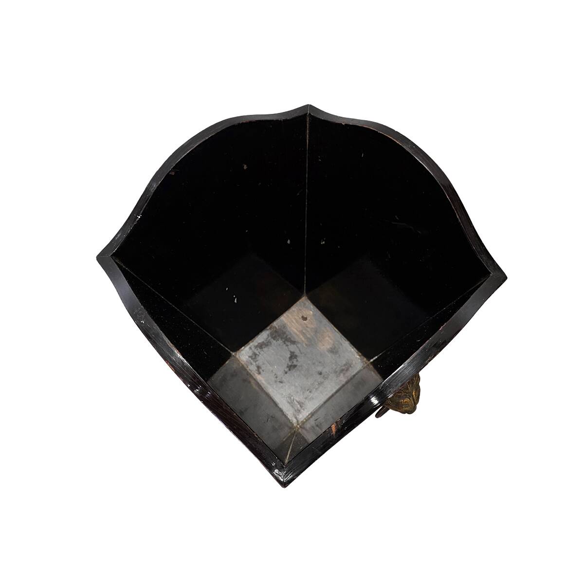 Corbeille à papier ancienne en acajou français à têtes de lion, fin du XIXe siècle