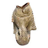 Terracotta umbrella stand in the shape of a fish