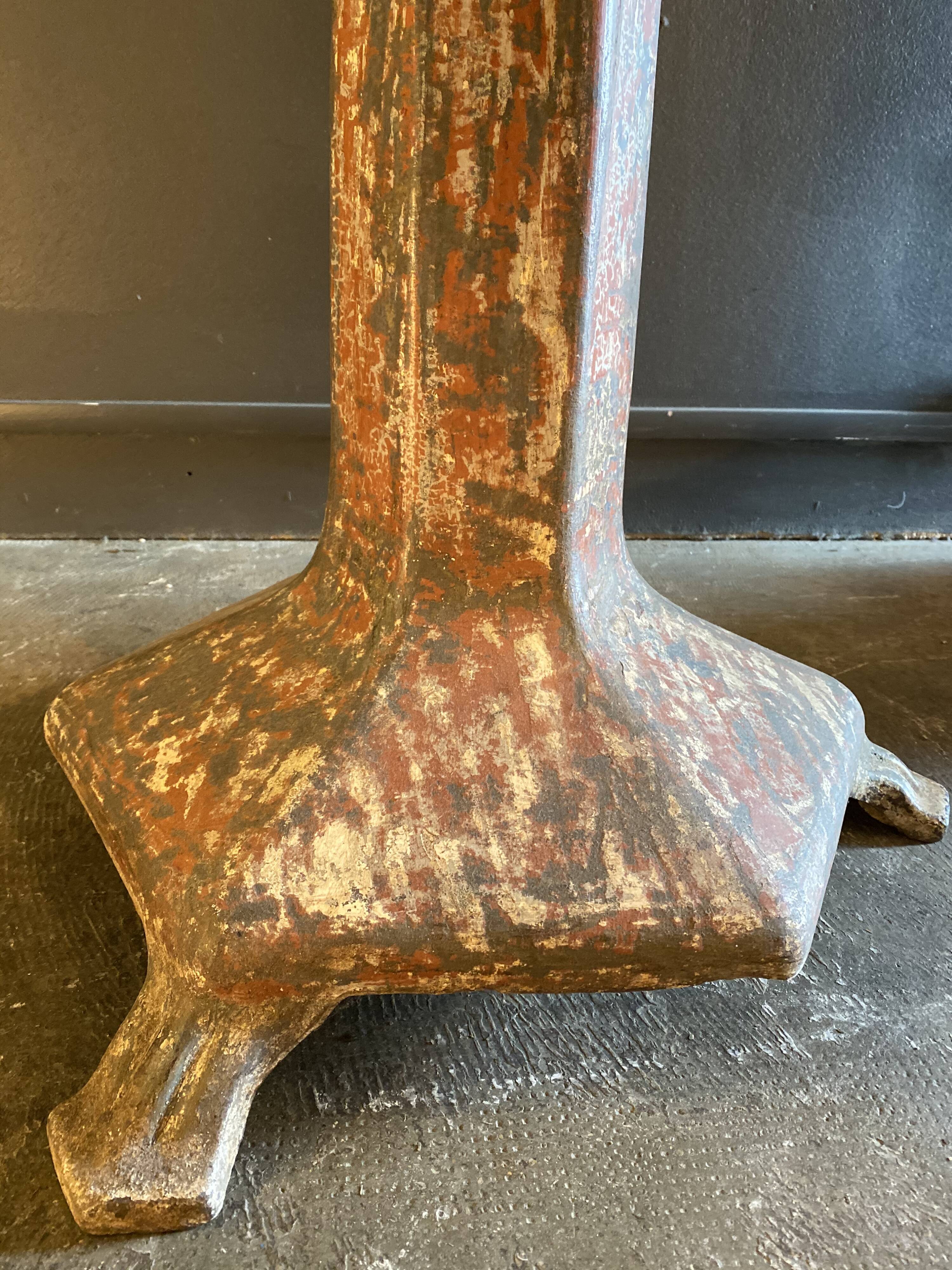 Industrial console cast iron and oak tray