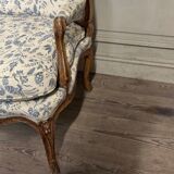 Louis XV bench in carved wood with oak patina, 18th century