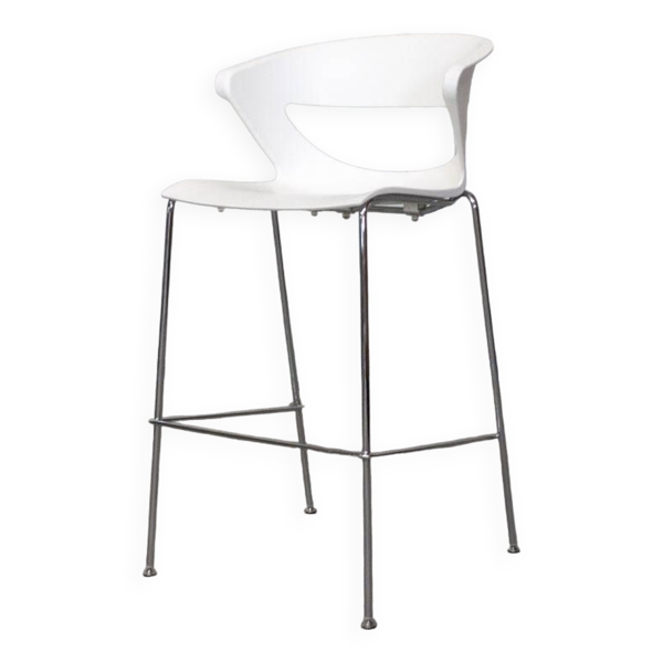 Tabouret Haut Kicca Stool de chez Kastel en plastique Blanc