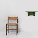 Rustic small green wooden wall unit with 2 shelfs, France ca. 1880