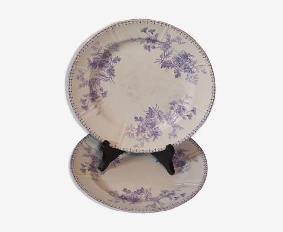 Duo d'assiettes plates mauves Sarreguemines U&C Elvire