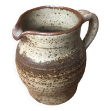 Old vintage brown stoneware pitcher le cep #a429