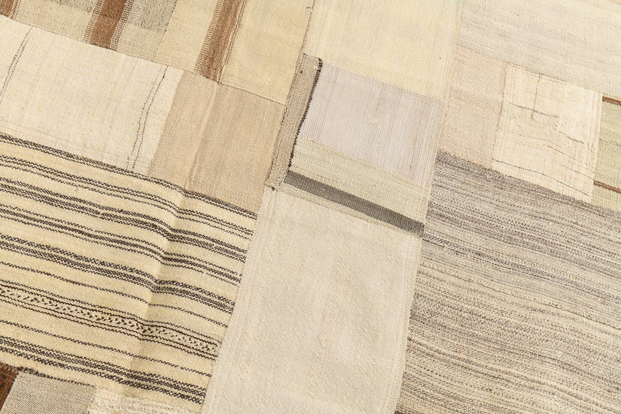 5x8 Cream & Beige Mid Century Modern Kilim Rug, 167x234Cm