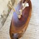 Table basse années 50 plateau bois exotique XXL