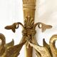 Pair of double brass wall sconces in the Louis XVI style, decorated with swans