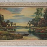 Framed canvas painting