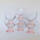 Lot vintage de 7 verres à vin des années 1980 en verre transparent avec pied rose à étages, par Bormioli (Italie)
