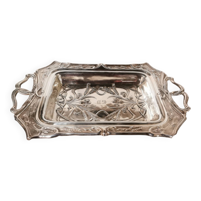 Centre de table art nouveau en métal argenté Armand Frenais