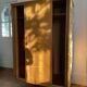 Large vintage Scandinavian wardrobe with two sliding doors.