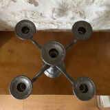 Candélabre ancien en étain – 5 branches – France, milieu XXᵉ siècle