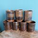 Handcrafted stoneware glass cups, signed, Fontgombault Abbey