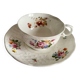 Antique Cup and Saucer in Porcelain with Hand-Painted Floral Decoration