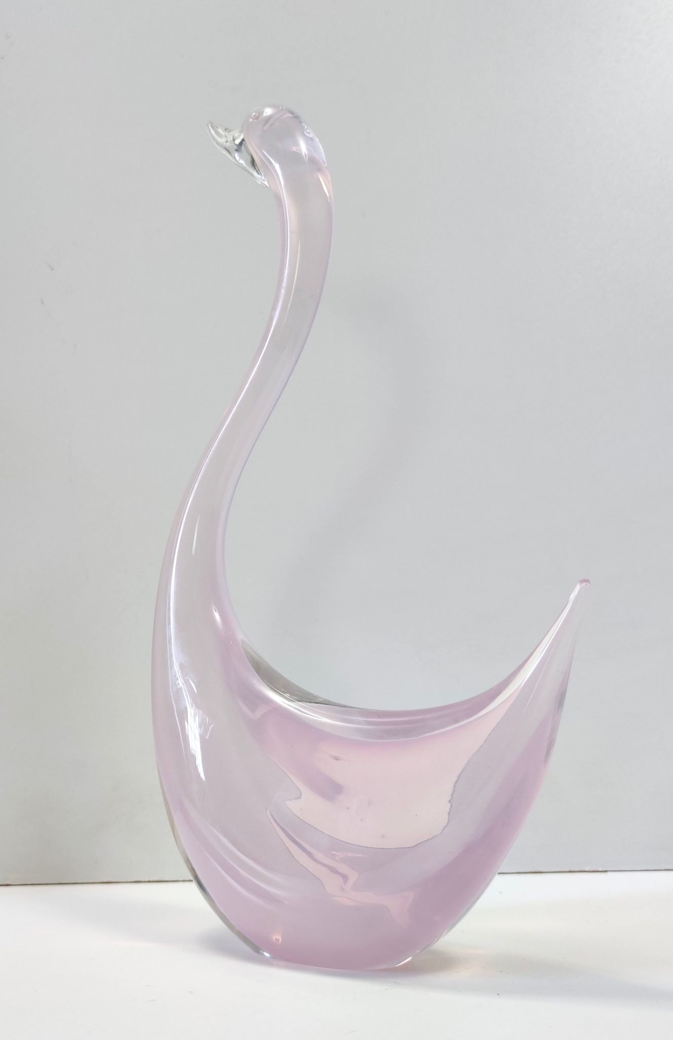 Pink Sommerso Murano glass swan by Elio Raffaeli, Italy