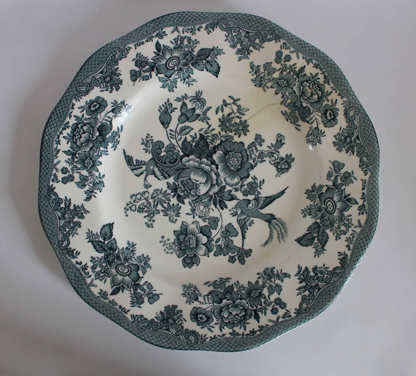 Enoch Wedgwood Green Plates x5, Asiatic Pheasants