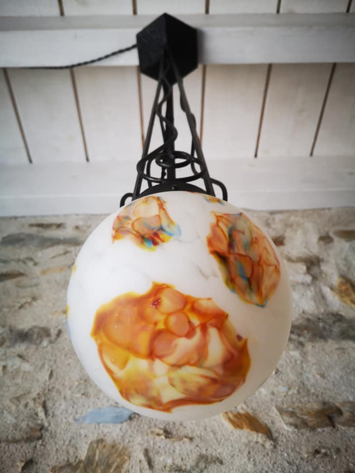 Art deco pendant light 1930 wrought iron