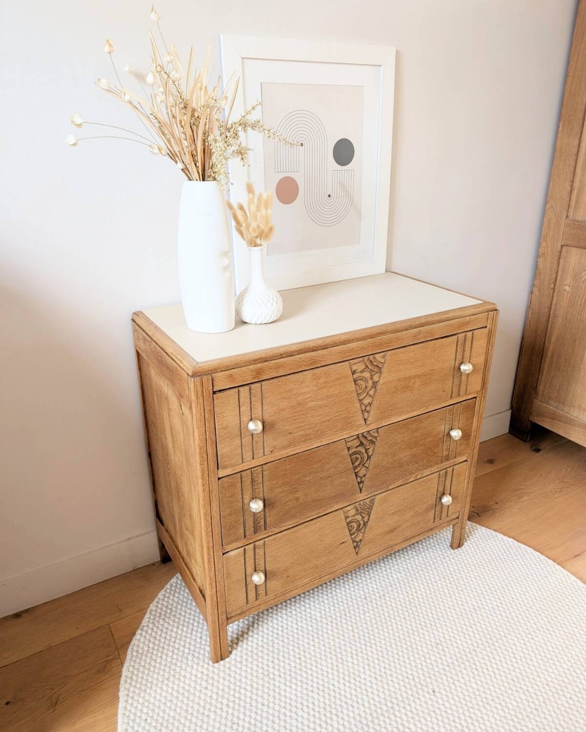 Renovated Art Deco oak chest of drawers