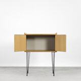 Vintage Mid-Century Modern Scandinavian Teak Wood Cabinet with Metal Hairpin Legs, 1960s