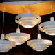 Saturn pendant light in satin white lacquered metal