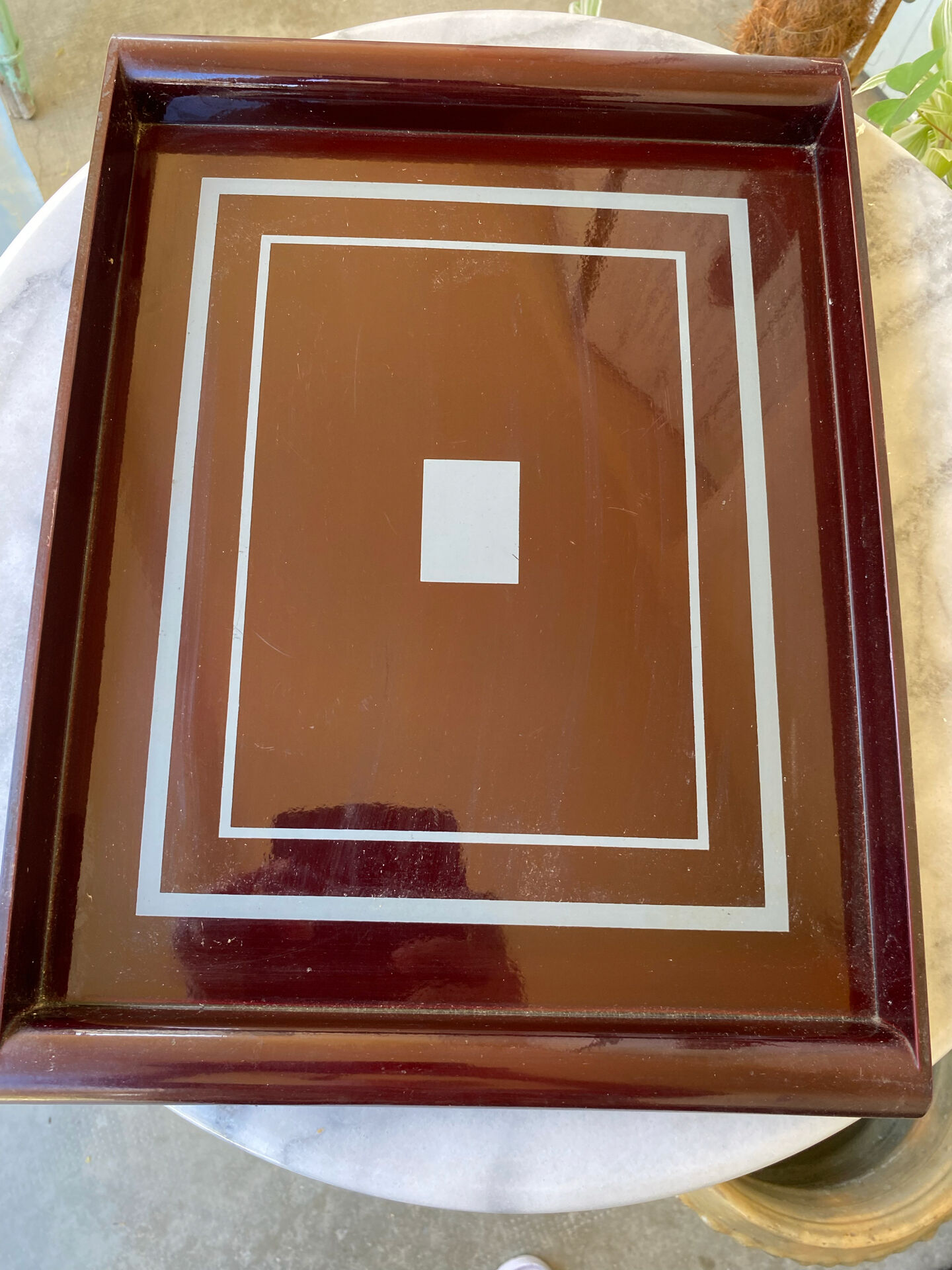 Suggested title: Vintage Art Deco / 70s Serving Tray – Lacquered