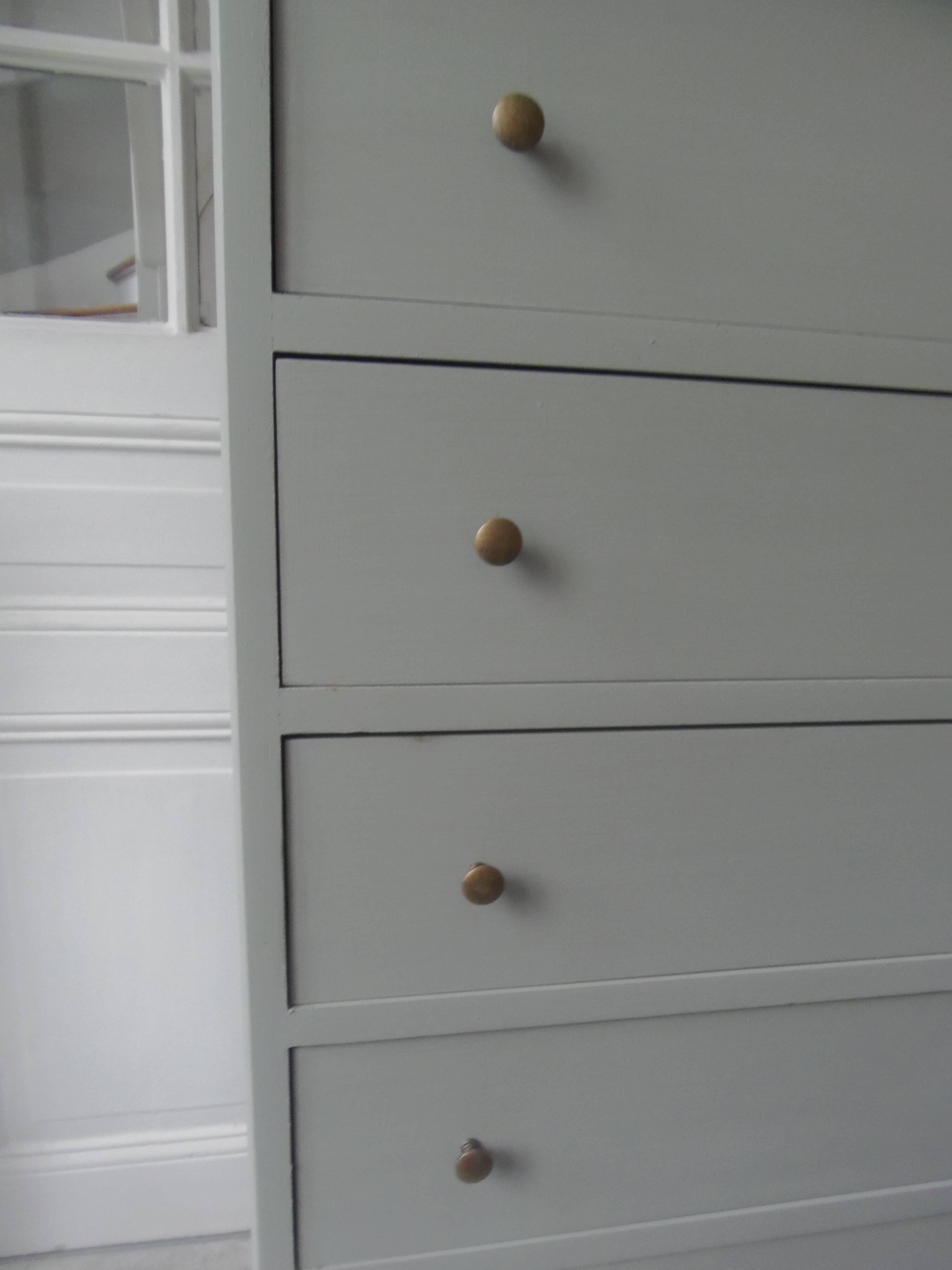 Louis Philippe style chest of drawers, 7 drawers, in verdigris, wooden top