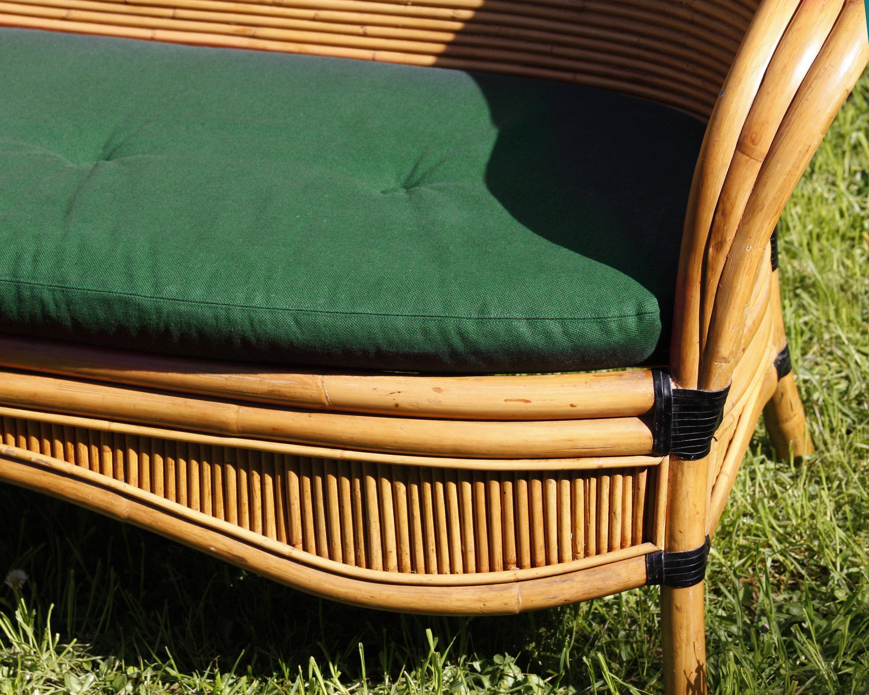 Raush bamboo rattan bench armchairs from the 70s and 80s
