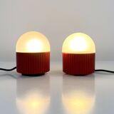 Pair of Red Bulbo Lamps by Barbieri & Marianelli for Tronconi, 1980