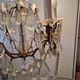 Brass chandelier with glass shaft, crystal tassel plates and daggers - 6 lights