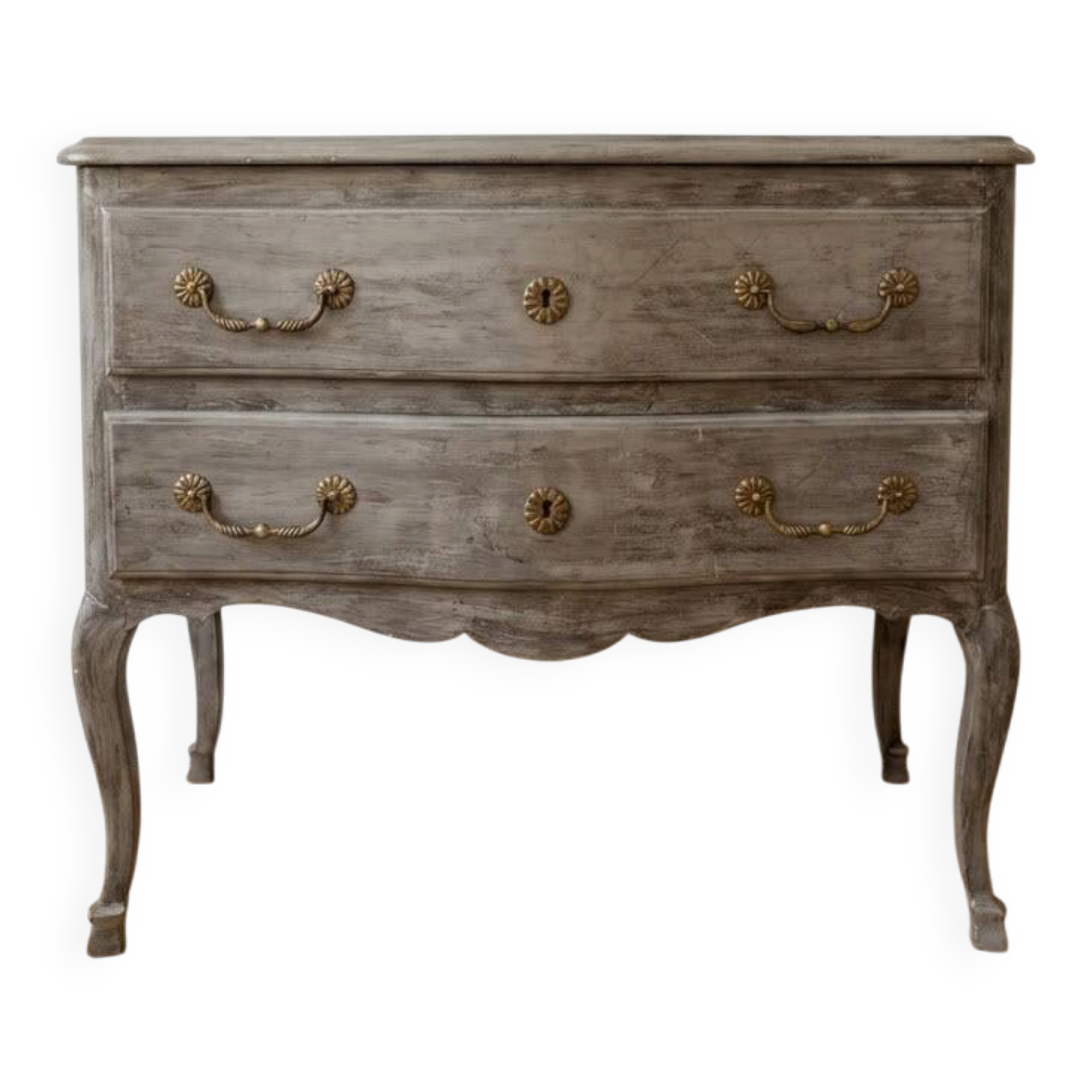 Louis XV commode in grey cerused wood